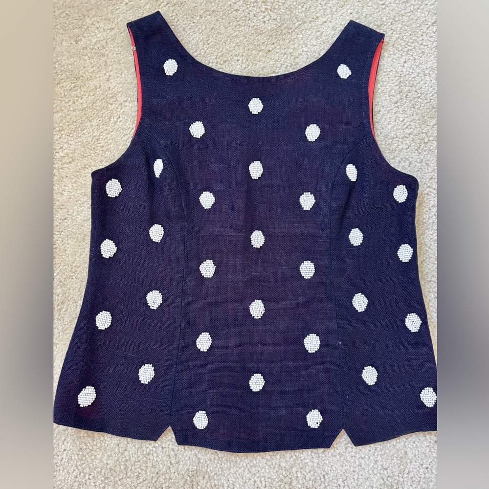 Odille Blue White Beaded Top 4